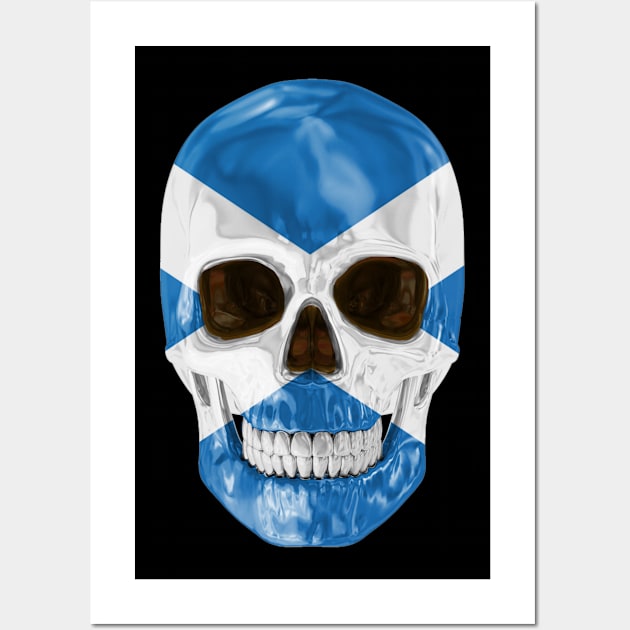 Scotland Flag Skull - Gift for Scottish With Roots From Scotland Wall Art by Country Flags